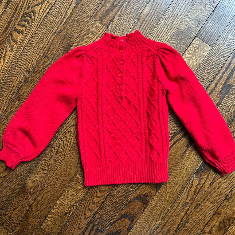 Janie and Jack Red POINTELLE CABLE KNIT SWEATER - size 5T
